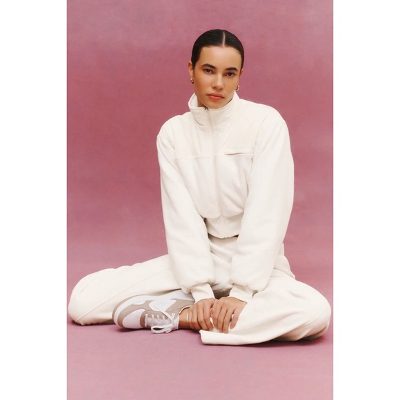 Alo Yoga Polar Fleece Cropped Wintry Mix Jacket Ivory S - Picture 13 of 14